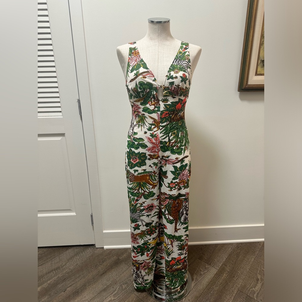 SOLD - Vintage 70s Novelty Jungle Print Lingerie Jumpsuit